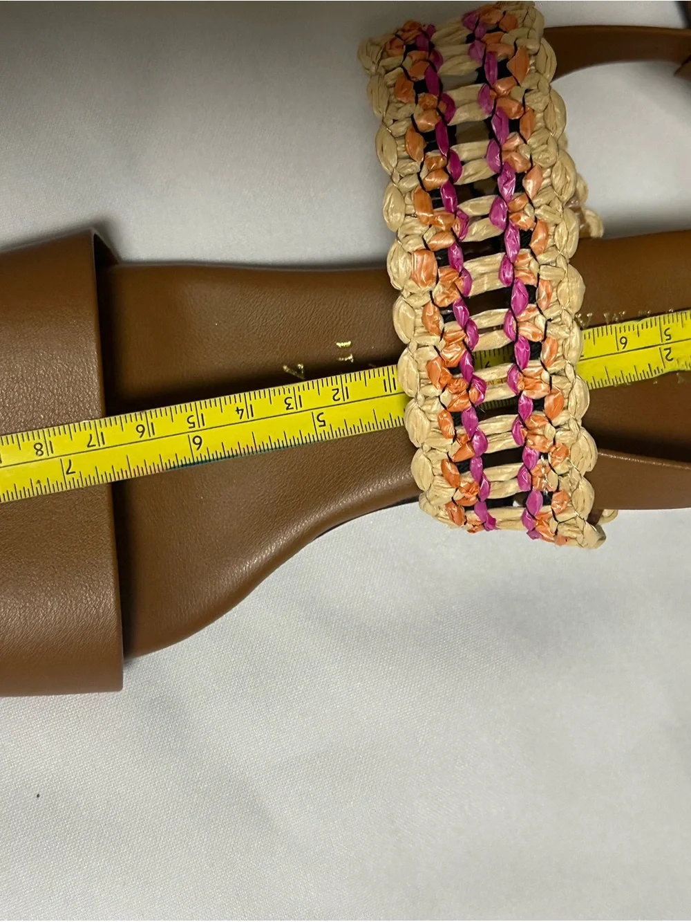 Italian Shoemakers Brown Sandals with Pink and Cream Braided Strap size 7 1/2